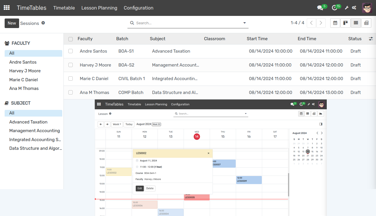 Timetable Management System Timetable Management System